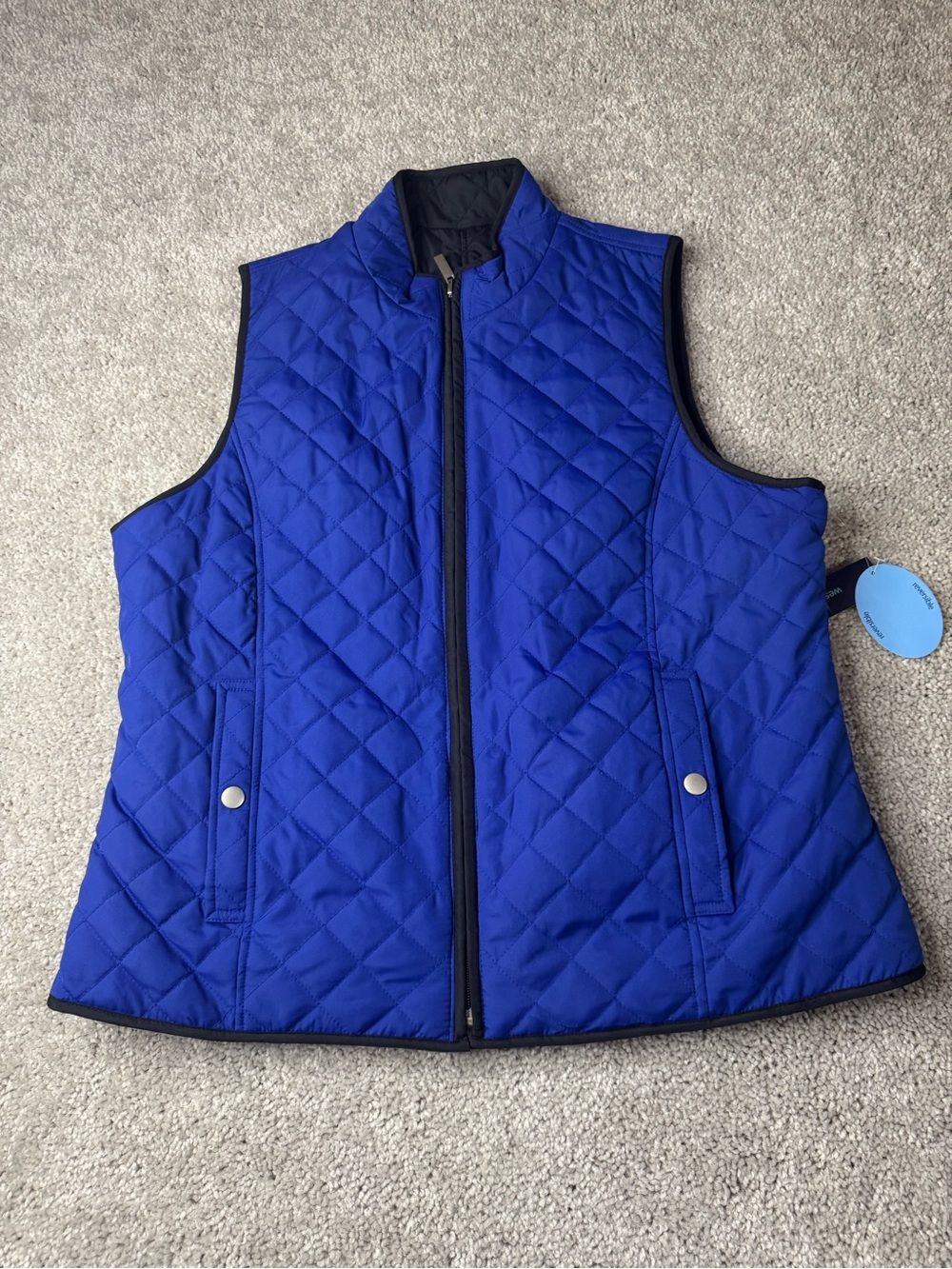 Westbound Quilted Reversible Mazarin Blue and Black Vest Size Large